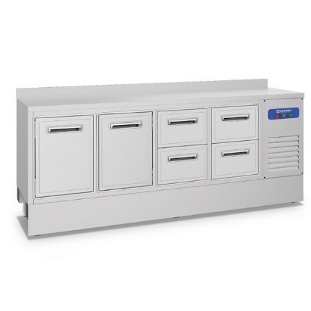 Comptoir de bar professionnel rfrigre avec 2 portes et 4 tiroirs 2335x700 mm 645 litres -2/+8C