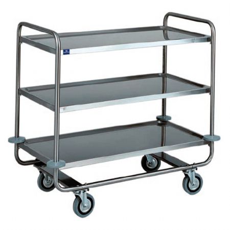 Chariot de service professionnel en inox avec 3 niveaux 1050x550 mm