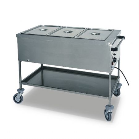 Chariot bain-marie pro avec tagre infrieur 3x GN 1/1 h=200 mm 1 temprature