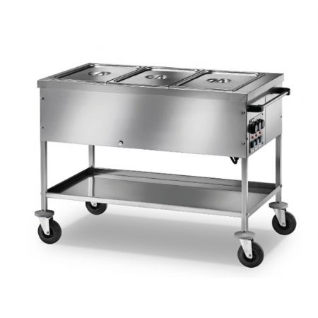 Chariot bain-marie 2x GN 1/1 avec etagre inferieure 2 zones de temperature