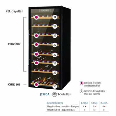 Cave  vin srie JC - 370 litres - 179 bouteilles - JC380A