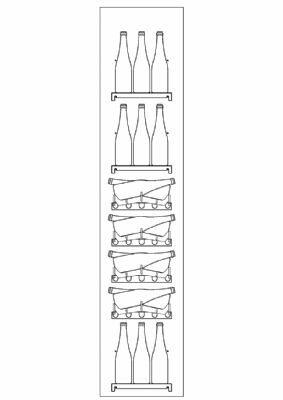 Kit 3 tagres en inox et 4 porte-bouteilles inclins pour cave  vin - 124 bouteilles