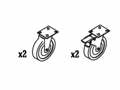 Kit 4 roulettes pour meuble ou armoire Coreco - Diamtre 80 mm