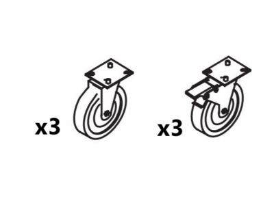 Kit 6 roulettes pour meuble ou armoire Coreco - Diamtre 80 mm