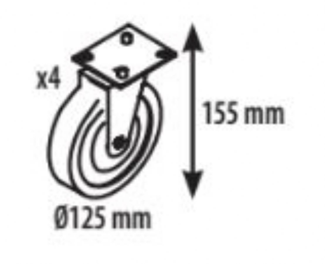 Kit 6 roulettes pour meuble ou armoire Coreco - Diamtre 125 mm