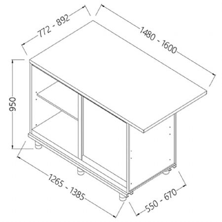 Comptoirs de bar neutres_section caisse (droite) 1265/1385x550x950 mm