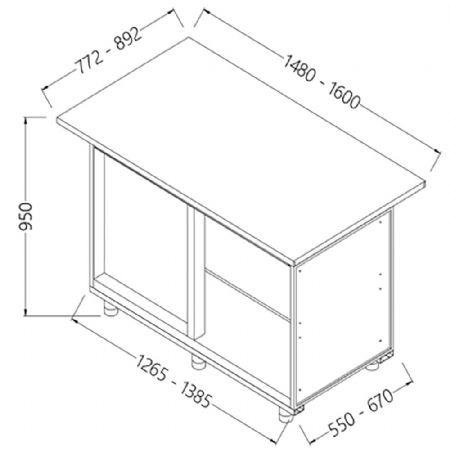 Comptoirs de bar neutres_section caisse (gauche) 1265/1385x550x950 mm