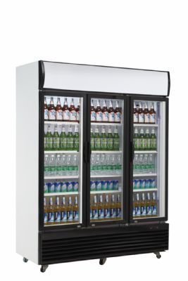 Armoire d'exposition pour boissons positive avec 3 portes vitres battantes - 1282 litres