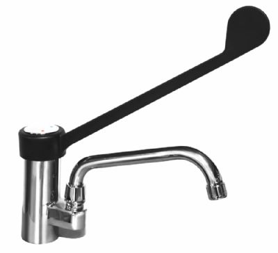 Robinet mitigeur monotrou longueur col de cygne 20 mm avec commande au coude Robinet mitigeur monotrou longueur col de cygne 20 mm avec commande au coude