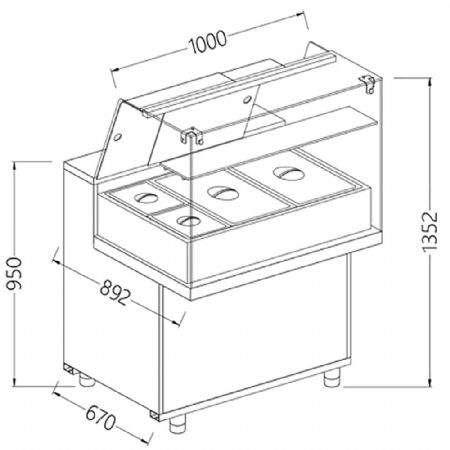 Comptoir vitrine chauffante 