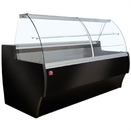 Comptoir vitrine rfrigr  vitre bombe - ventil avec rserve noir - 1500x1000x1300 mm