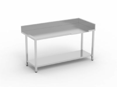 Table en angle entre/sortie avec emplacement lave vaisselle gauche avec tagre - 1200x750x850 mm