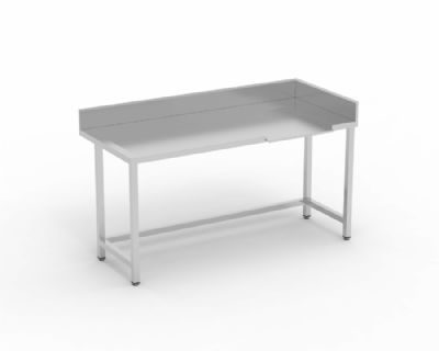 Table en angle entre/sortie avec emplacement lave vaisselle gauche sans tagre - 1200x750x850 mm