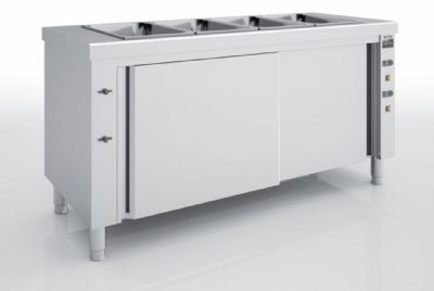 Meuble inox bain-marie  eau avec rserve neutre 4 bacs GN1/1-200 - 1600x700x850 mm