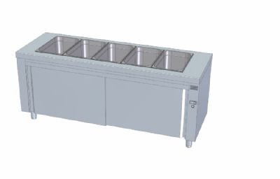 Meuble inox bain-marie  eau avec rserve neutre 5 bacs GN1/1-200 - 2000x700x850 mm