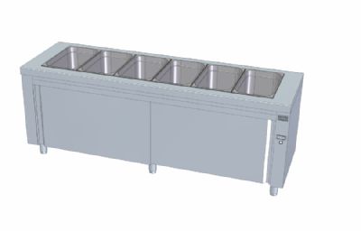 Meuble inox bain-marie  eau avec rserve neutre 6 bacs GN1/1-200 - 2250x700x850 mm