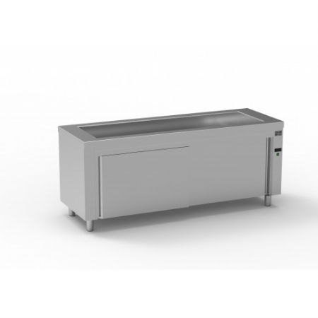 Meuble inox bain-marie  eau avec rserve chaude 6 bacs GN1/1-200 - 2250x700x850 mm