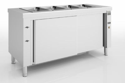 Meuble inox bain-marie sec avec rserve neutre 4 bacs GN1/1-150 - 1600x700x850 mm