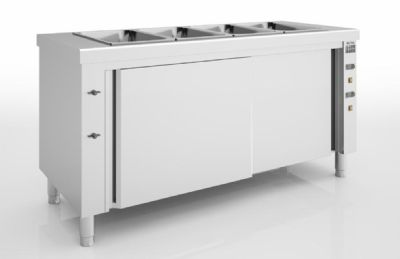 Meuble inox bain-marie sec avec rserve chaude 4 bacs GN1/1-150 - 1600x700x850 mm