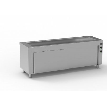 Meuble inox bain-marie ventil avec rserve chaude 6 bacs GN1/1-150 - 2250x700x850 mm