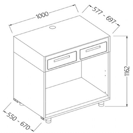 Comptoir pour machine  caf L 1000 mm 1000x550x1162 mm