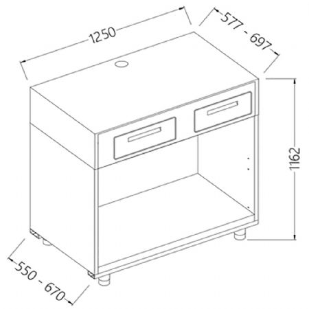 Comptoir pour machine  caf L 1250 mm 1250x550x1162 mm