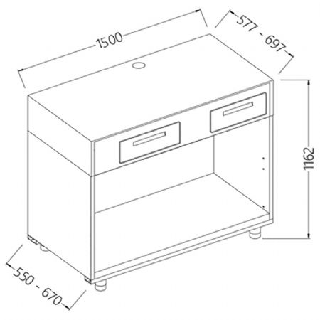 Comptoir pour machine  caf L 1500 mm 1500x550x1162 mm