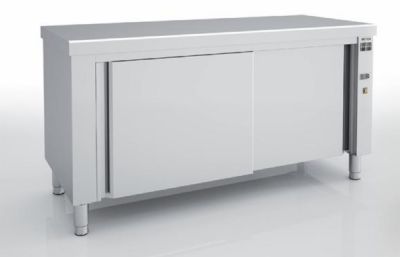 Meuble chaud en inox sans dessus avec portes coulissantes - 1200x700x850 mm