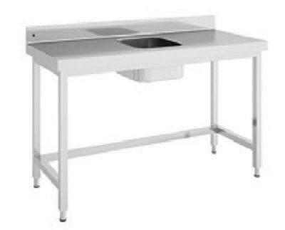 Table de chef inox adosse sans tagre bac au centre - 1000x600x850 mm