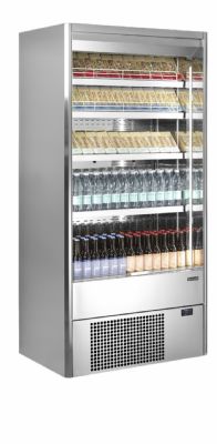 Vitrine rfrigre  boissons professionnelle inox ouverte avec 4 tagres 450 L - 985 x 640 x 1985 mm