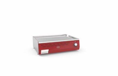 Plancha chrome lctrique plaque 18mm d'paisseur faade rouge - 2 zones de cuisson 900x400