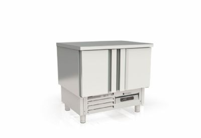 Table inox compacte positive avec 2 portes pleines GN 1/1 - 915x700x870 mm