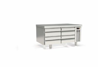 Meuble soubassement positif pour module cuisson avec 2x2 tiroirs GN 1/1 - 1200x700x600 mm