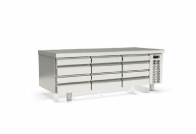 Meuble soubassement positif pour module cuisson avec 3x2 tiroirs GN 1/1 - 1600x700x600 mm