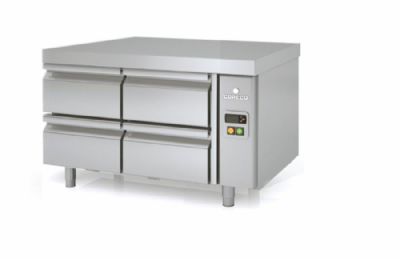 Meuble soubassement inox positif groupe  distance avec 2x2 tiroirs GN 1/1 - 1045x700x600 mm