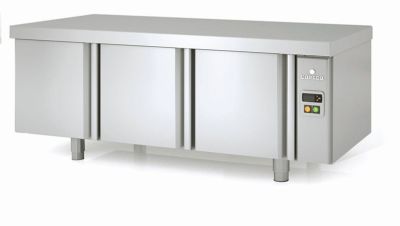 Meuble soubassement inox positif groupe  distance avec 3 portes pleines - 1495x700x600 mm