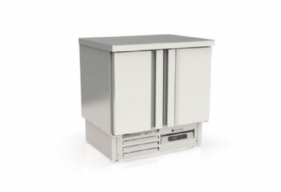 Table inox compacte positive avec 2 portes pleines GN 1/1 - 915x700x950 mm