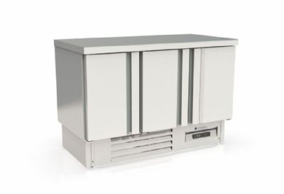 Table inox compacte positive avec 3 portes pleines GN 1/1 - 1395x700x950 mm