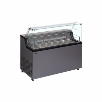 Conglateur vitrine de crme glace professionnel gris avec vitre plate 223 L - 1337 x 677 x 1190 mm