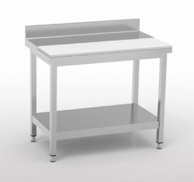 Table de prparation inox adosse avec tagre - 1000x600x850 mm