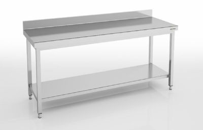 Table inox adosse avec tagre - 1400x600x850 mm