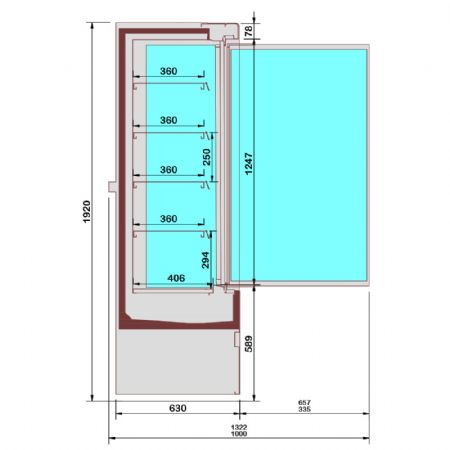 Meuble mural rfrigr libre-service portes battantes - entierement en inox - 866 x 665 x 1920 mm