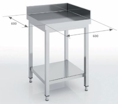 Table d'angle inox avec dosseret - 600x600x850 mm