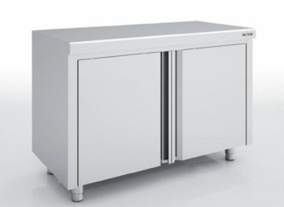 Meuble neutre inox sans dosseret avec portes battantes - 1000x600x850 mm