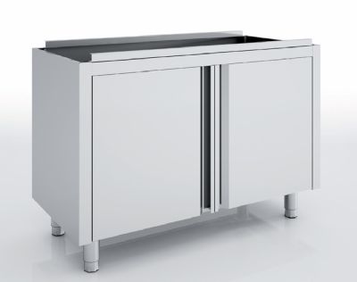 Meuble neutre inox sans dessus avec portes battantes - 1400x600x850 mm