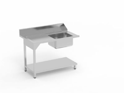 Table de pr lavage murale avec bac  gauche avec tagre - 1200x750x850 mm