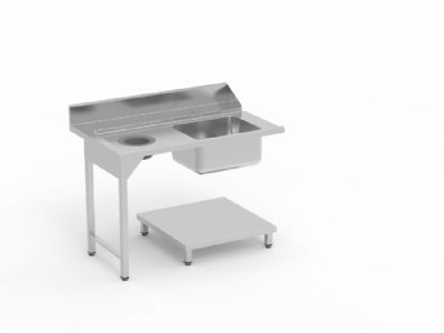 Table de pr lavage murale avec trou vide-dchets  gauche avec support - 1200x750x850 mm