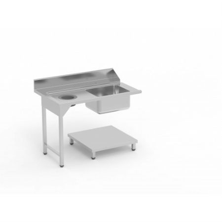 Table de pr lavage murale avec trou vide-dchets  gauche avec support - 1600x750x850 mm