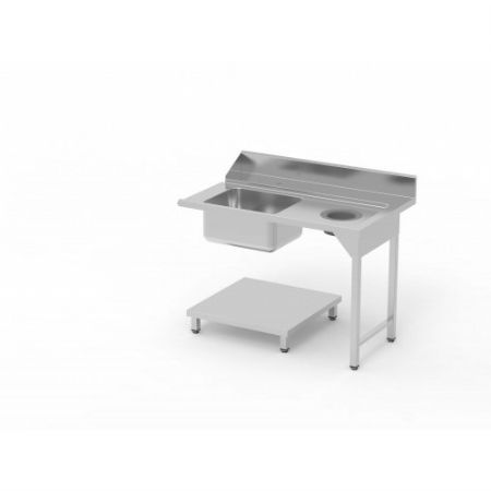 Table de pr lavage murale avec trou vide-dchets  droite avec support - 2100x750x850 mm