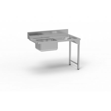 Table de pr lavage murale avec trou vide-dchets  droite sans support - 1200x750x850 mm